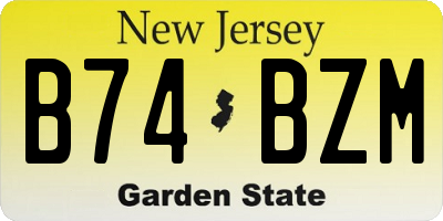 NJ license plate B74BZM