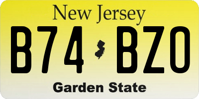 NJ license plate B74BZO