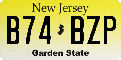 NJ license plate B74BZP