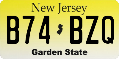 NJ license plate B74BZQ