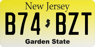 NJ license plate B74BZT