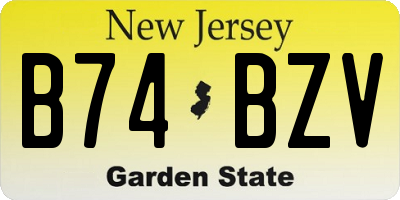 NJ license plate B74BZV