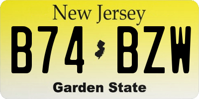 NJ license plate B74BZW