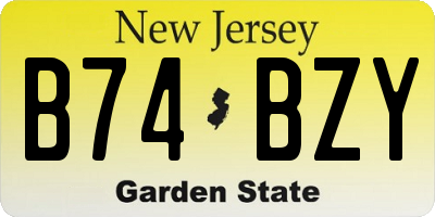 NJ license plate B74BZY