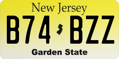 NJ license plate B74BZZ
