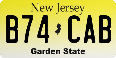 NJ license plate B74CAB