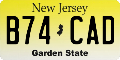 NJ license plate B74CAD