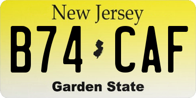 NJ license plate B74CAF