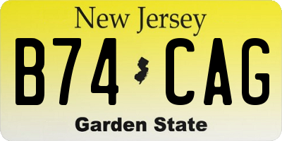 NJ license plate B74CAG