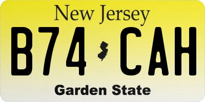 NJ license plate B74CAH