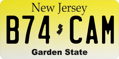 NJ license plate B74CAM