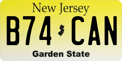 NJ license plate B74CAN