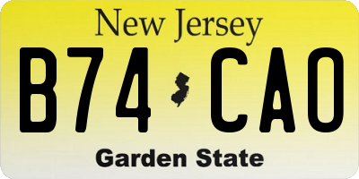 NJ license plate B74CAO