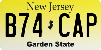 NJ license plate B74CAP