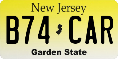 NJ license plate B74CAR