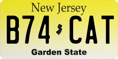 NJ license plate B74CAT