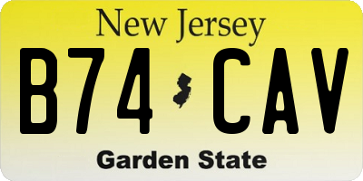 NJ license plate B74CAV