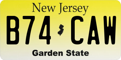 NJ license plate B74CAW