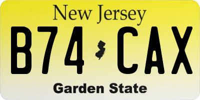 NJ license plate B74CAX