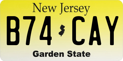 NJ license plate B74CAY