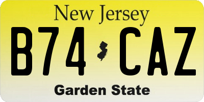 NJ license plate B74CAZ