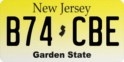 NJ license plate B74CBE