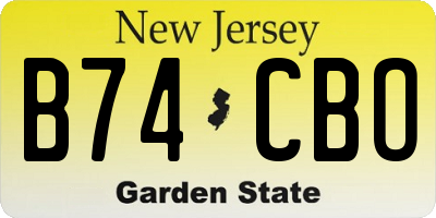 NJ license plate B74CBO