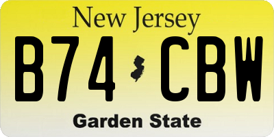 NJ license plate B74CBW