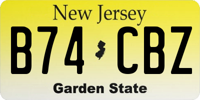 NJ license plate B74CBZ