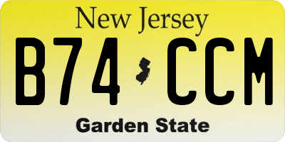 NJ license plate B74CCM