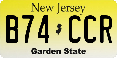 NJ license plate B74CCR