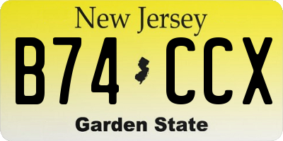 NJ license plate B74CCX