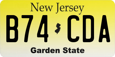 NJ license plate B74CDA