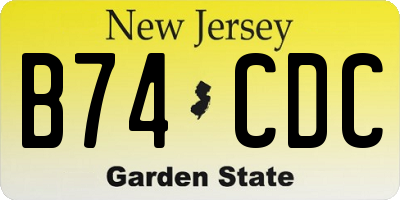 NJ license plate B74CDC