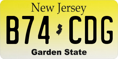 NJ license plate B74CDG