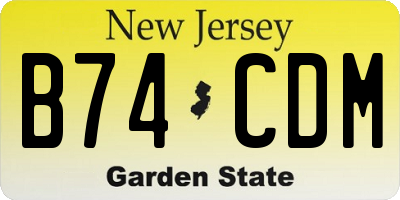 NJ license plate B74CDM