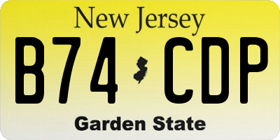 NJ license plate B74CDP