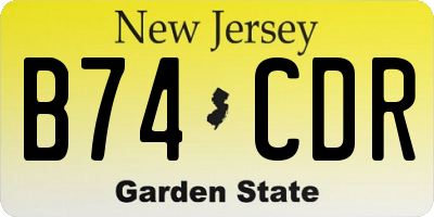 NJ license plate B74CDR