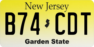 NJ license plate B74CDT