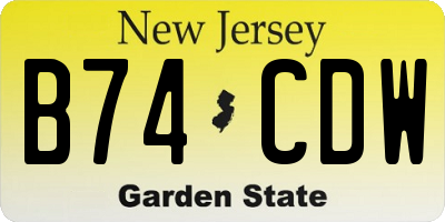 NJ license plate B74CDW