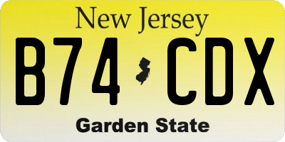 NJ license plate B74CDX