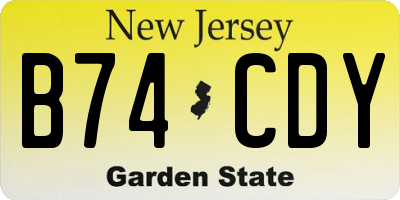 NJ license plate B74CDY
