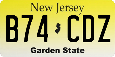 NJ license plate B74CDZ