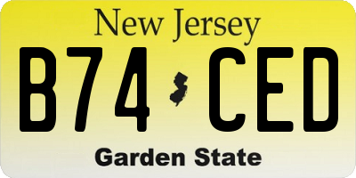 NJ license plate B74CED
