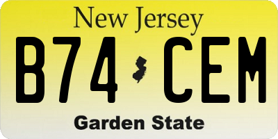 NJ license plate B74CEM