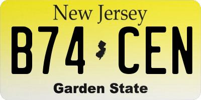 NJ license plate B74CEN