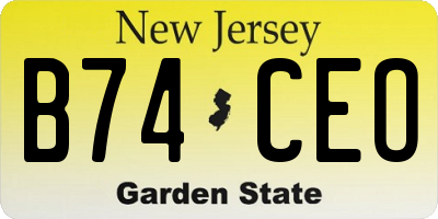 NJ license plate B74CEO