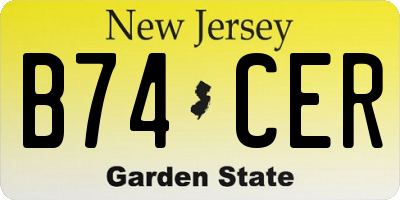 NJ license plate B74CER