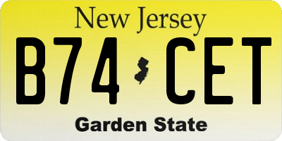 NJ license plate B74CET