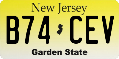 NJ license plate B74CEV